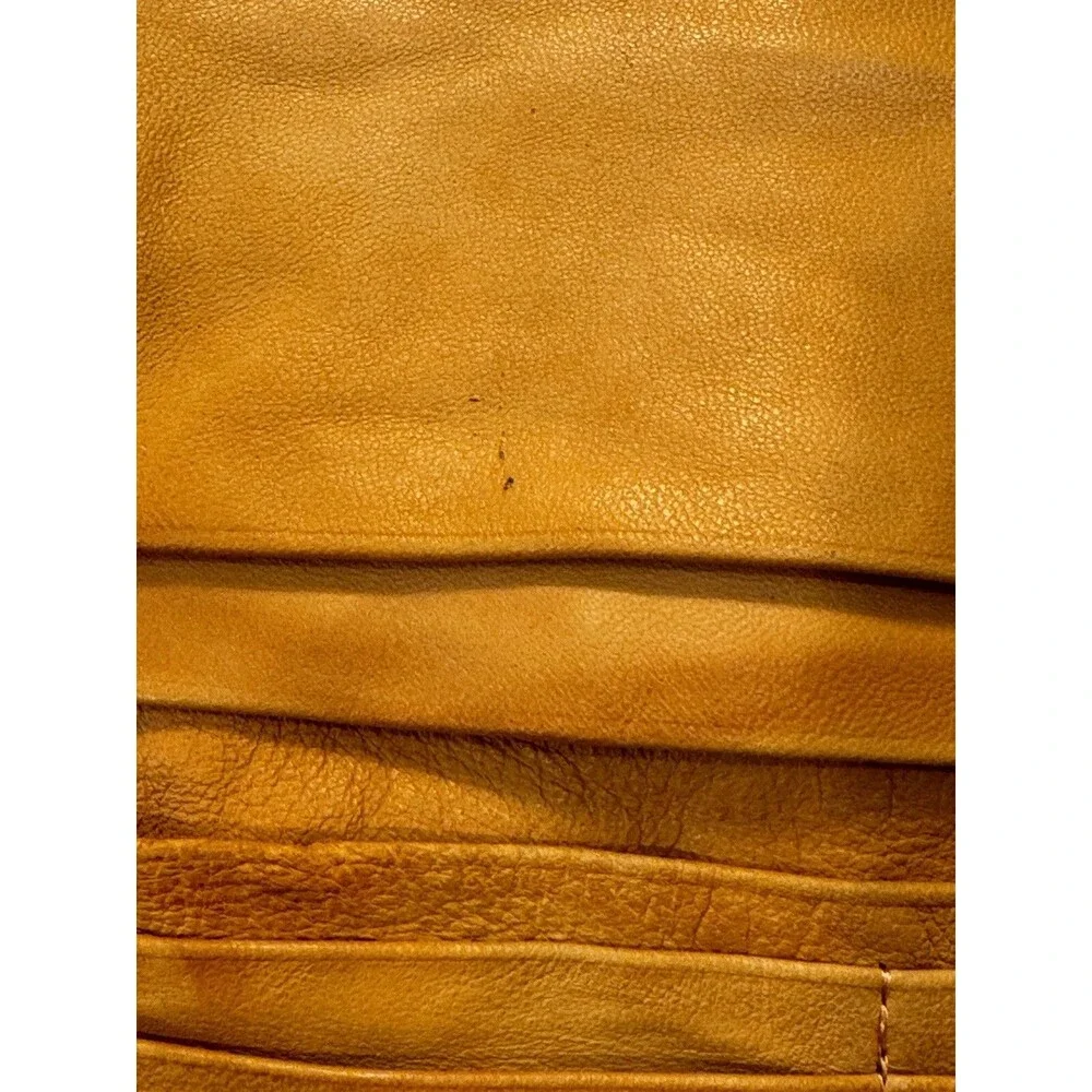 Junior Drake Distressed Orange Soft Leather Long Wallet Gold Hardware READ